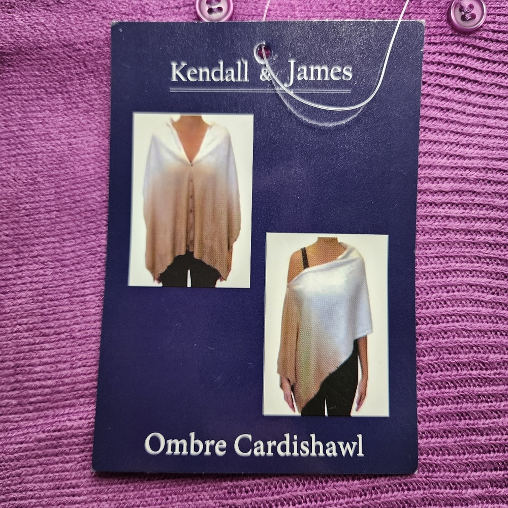 Kendall & James Ombre Cardishawl Scarf Purple Lavender NWT